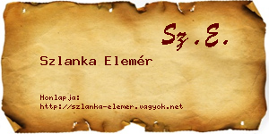 Szlanka Elemér névjegykártya